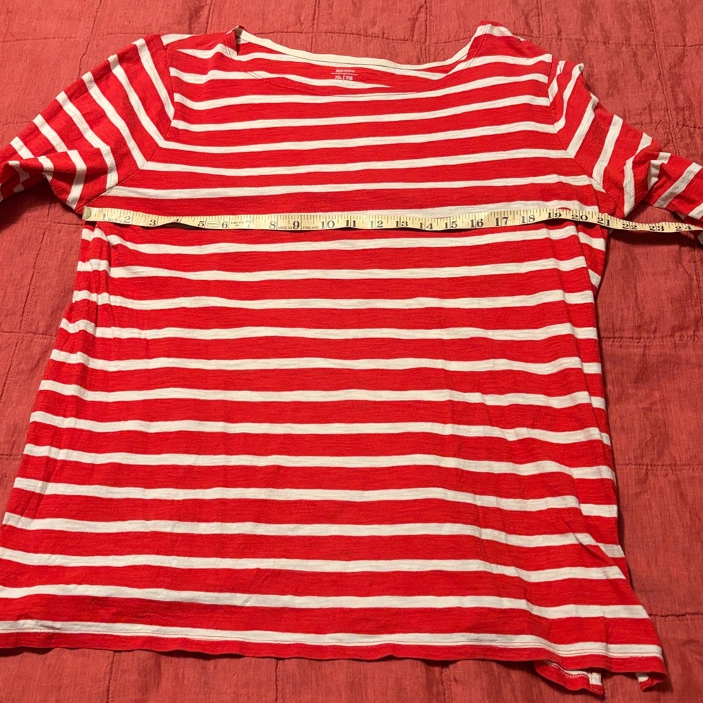 NEW Red White Striped Pullover Top Size XL